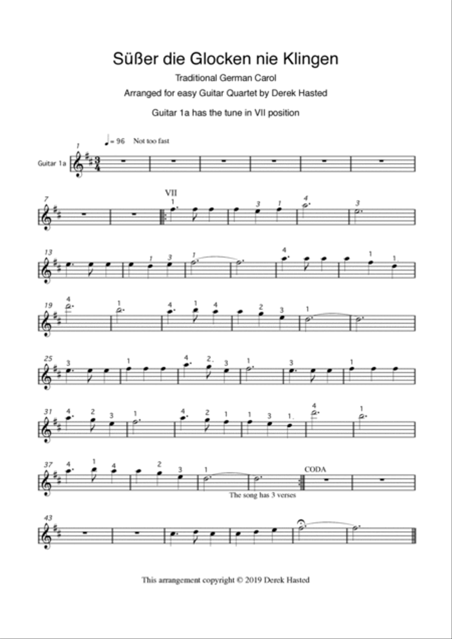 Suesser (Süßer) die Glocken nie Klingen - 4 guitars Guitar Ensemble scores gallery preview page 4