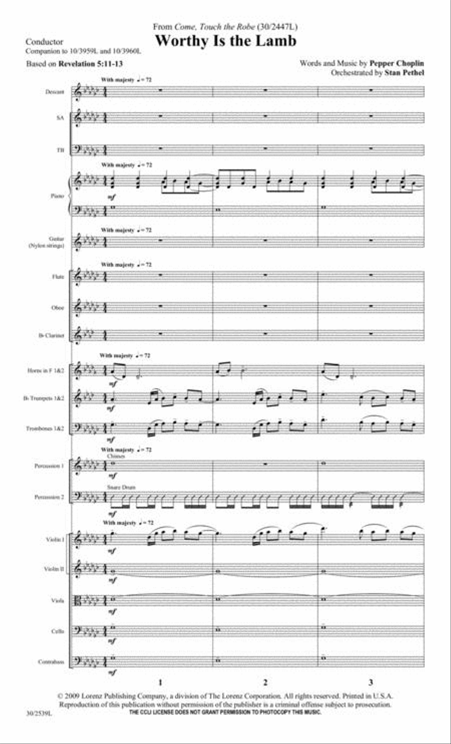 Worthy Is the Lamb - Orchestral Score and Parts Choir scores gallery preview page 2