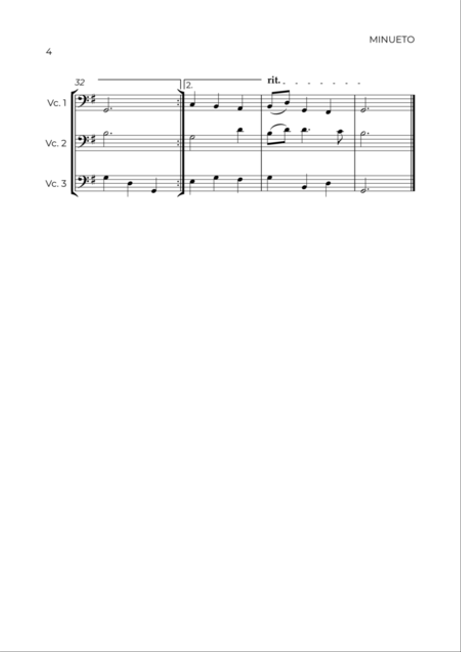 MINUETO - BACH - CELLO TRIO String Trio scores gallery preview page 4
