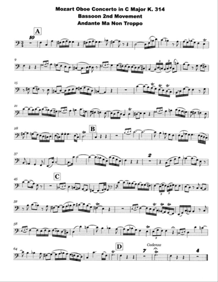 Mozart Oboe Concerto op. 314 for Bassoon by Wolfgang Amadeus