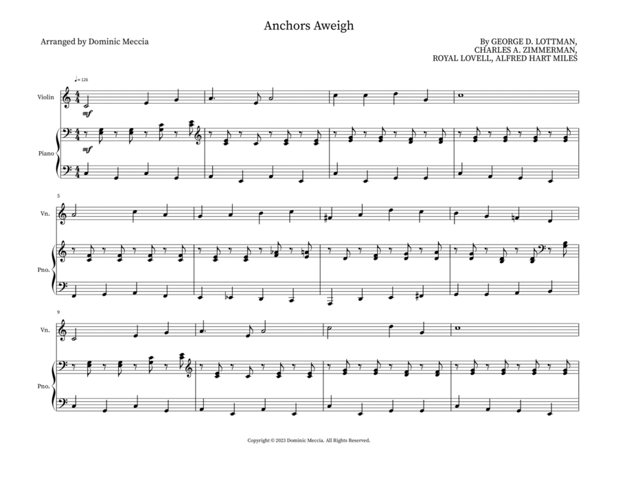 Anchors Aweigh String Duet scores gallery preview page 1