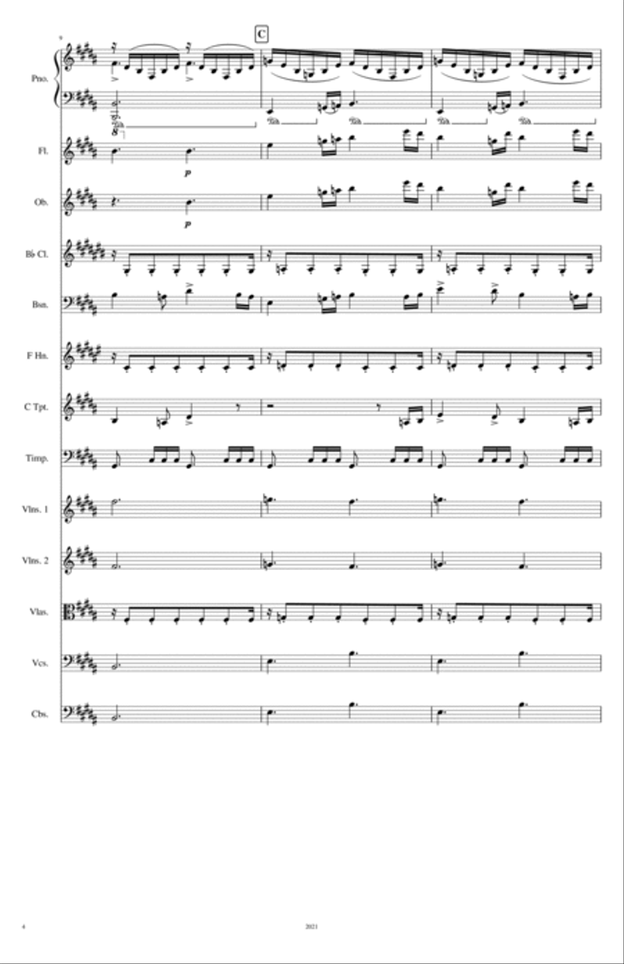 Piano Concerto # 1 - 2nd movement Full Orchestra scores gallery preview page 5