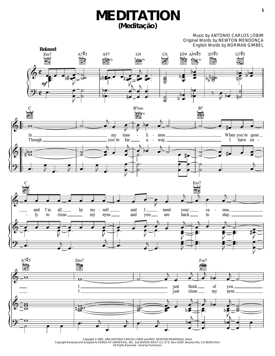 Meditation (Meditacao) Meditation (Meditacao) Guitar scores gallery preview page 1