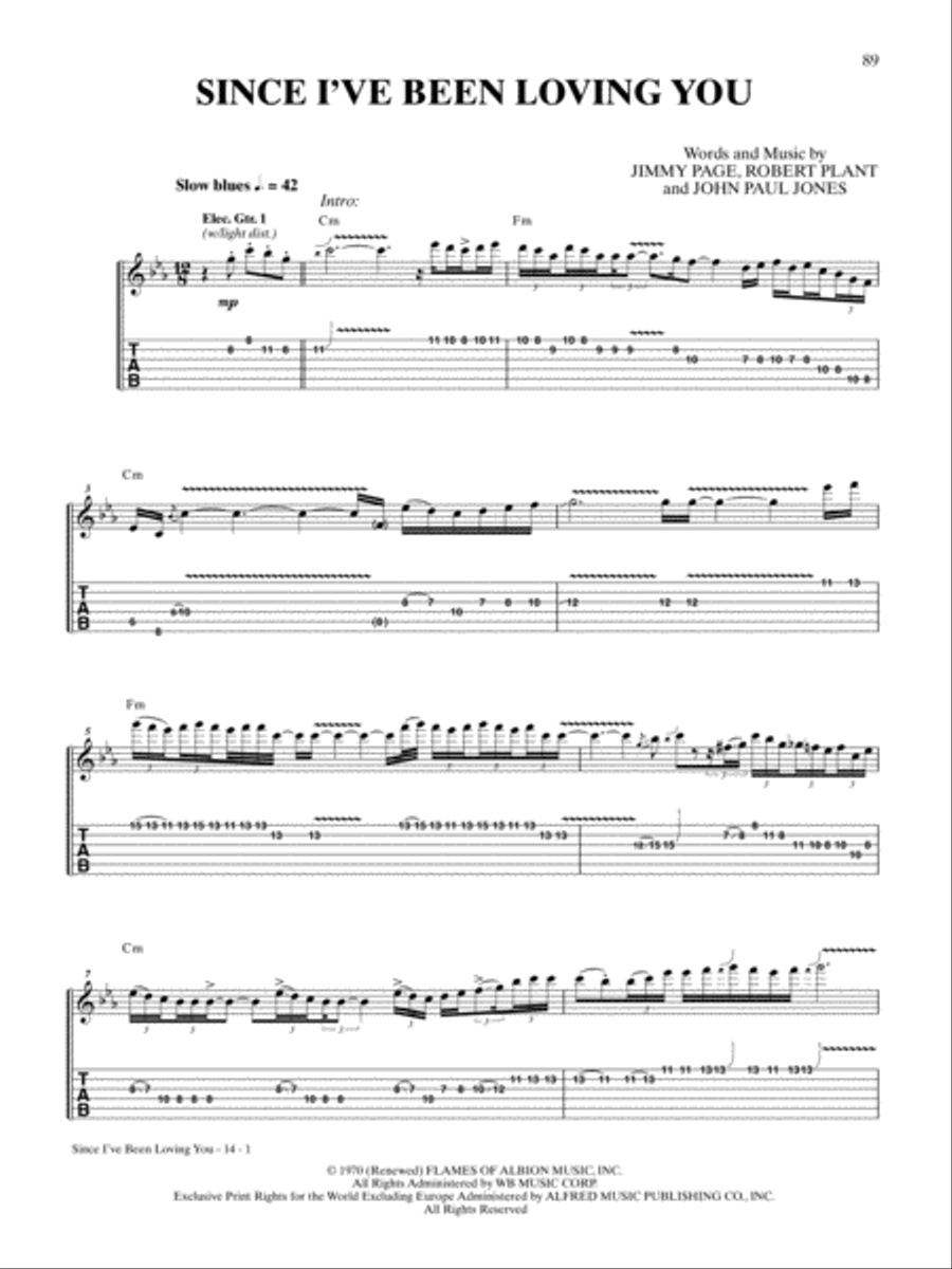 Since I've been loving you Guitar Tablature scores gallery preview page 1