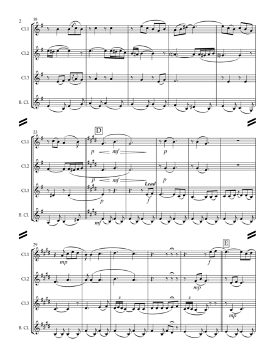 Maria, Mari! (Oh Marie) for Clarinet Quartet) Clarinet Quartet scores gallery preview page 3