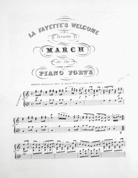 La Fayette's Welcome. A Favorite March for the Piano Forte