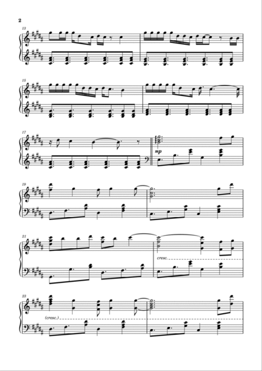 One Last Kiss Piano Solo scores gallery preview page 2