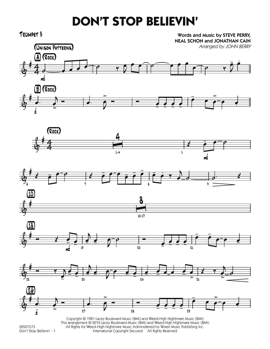 Don't Stop Believin' - Trumpet 3