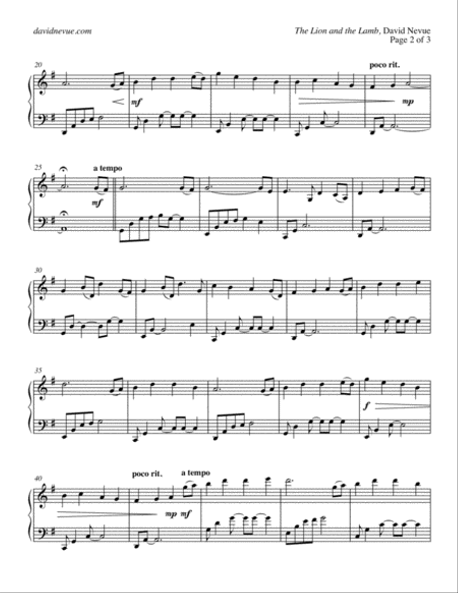 The Lion and the Lamb Easy Piano scores gallery preview page 2