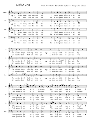 Llef (A Cry) Welsh hymn arranged for SATB a cappella