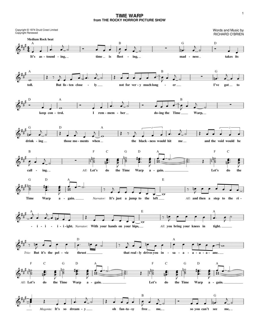 Time Warp Piano scores gallery preview page 1