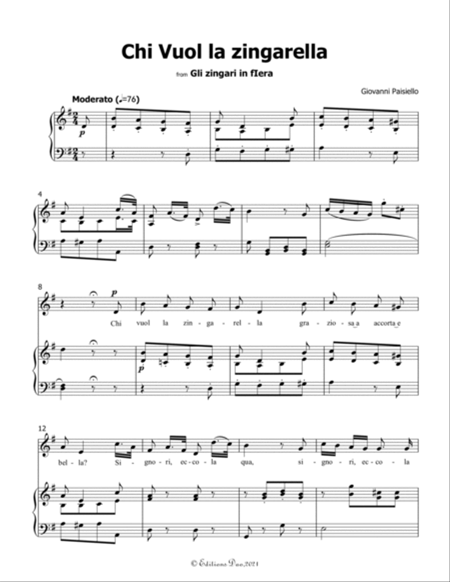 Chi Vuol la zingarella, by Paisiello, in G Major Voice scores gallery preview page 3
