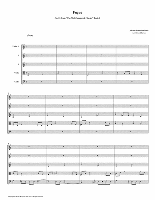 Fugue 23 from Well-Tempered Clavier, Book 2 (String Quintet)