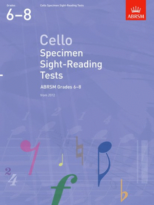 Book cover for Cello Specimen Sight-Reading Tests, ABRSM Grades 6-8