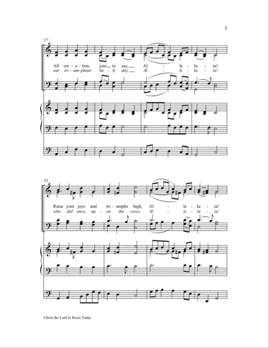 Christ the Lord Is Risen Today 4-Part scores gallery preview page 3