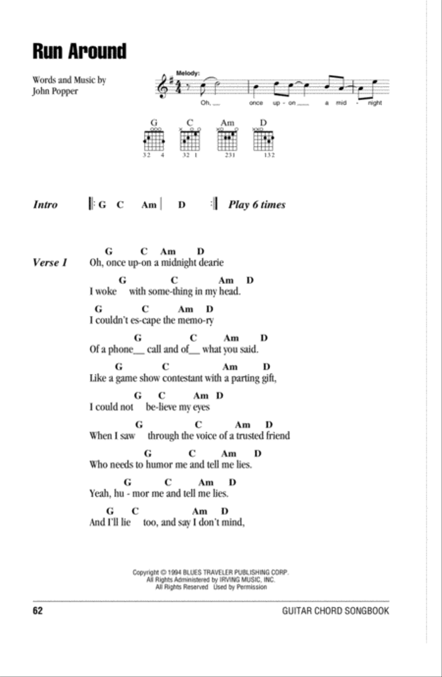 Run Around Acoustic Guitar scores gallery preview page 1