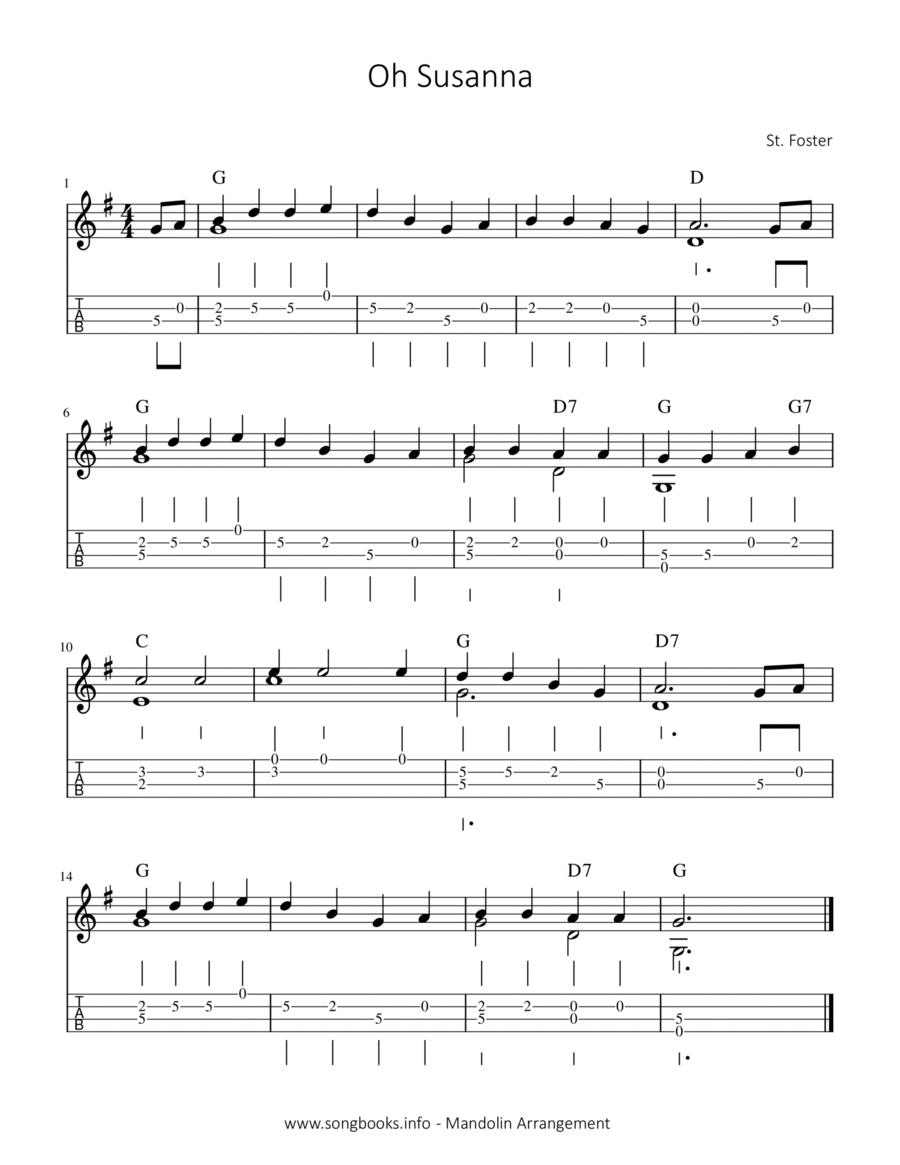 Oh Susanna Mandolin scores gallery preview page 1