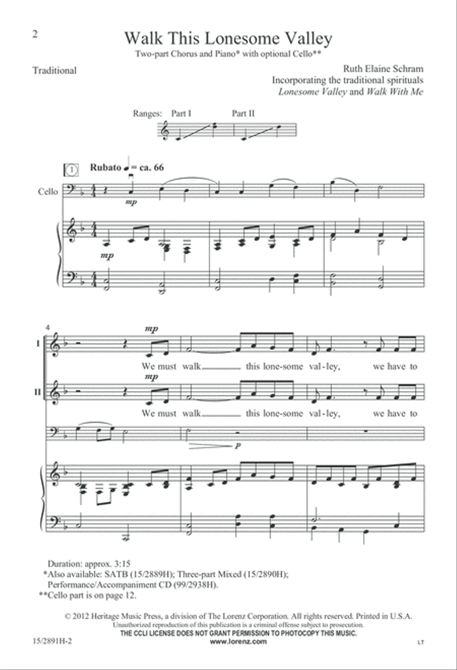 Walk This Lonesome Valley 2-Part scores gallery preview page 3
