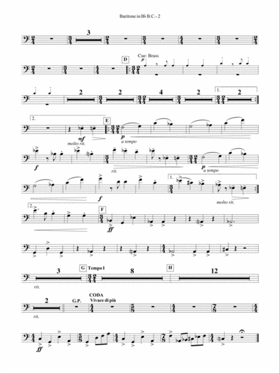 Third Suite (I. March, II. Waltz, III. Rondo): (World Part) B-flat Baritone B.C. Concert Band scores gallery preview page 2