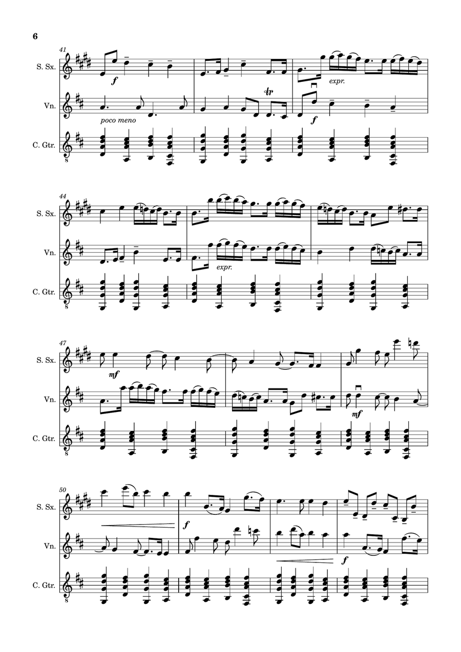 Canon in D Major, P.37; T.337. S. Sax, Violin, and Guitar. Score and Parts. Chamber Music scores gallery preview page 6