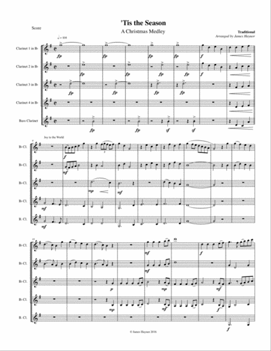 Tis the Season - A Christmas Medley for Clarinets Woodwind Ensemble scores gallery preview page 3