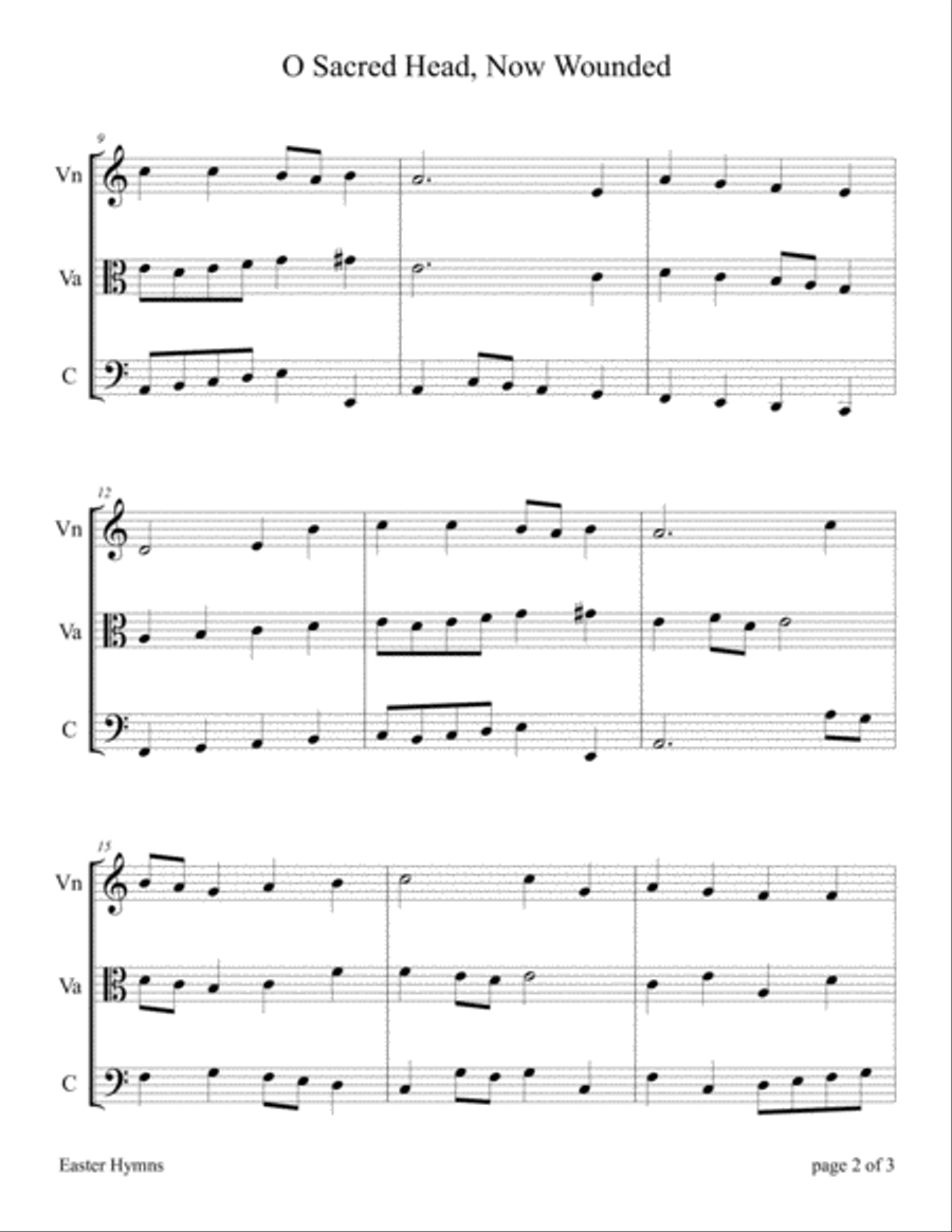O Sacred Head, Now Wounded (for String Trio – Violin, Viola, and Cello) String Trio scores gallery preview page 4