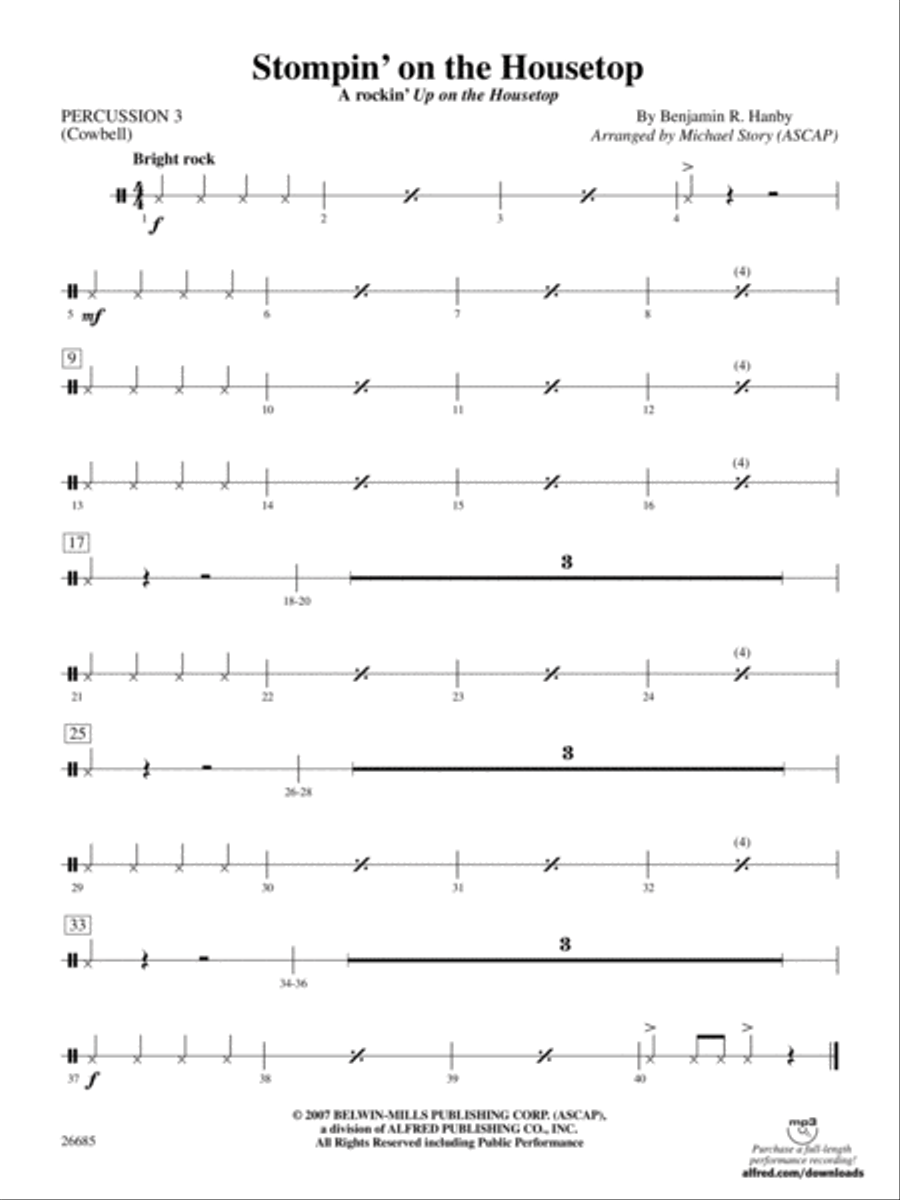 Stompin' on the Housetop: 3rd Percussion Concert Band scores gallery preview page 1