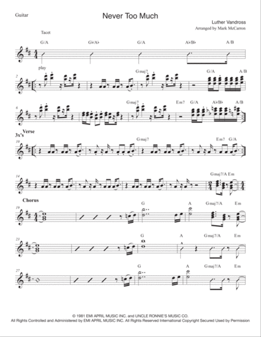 Never Too Much Guitar Solo scores gallery preview page 2