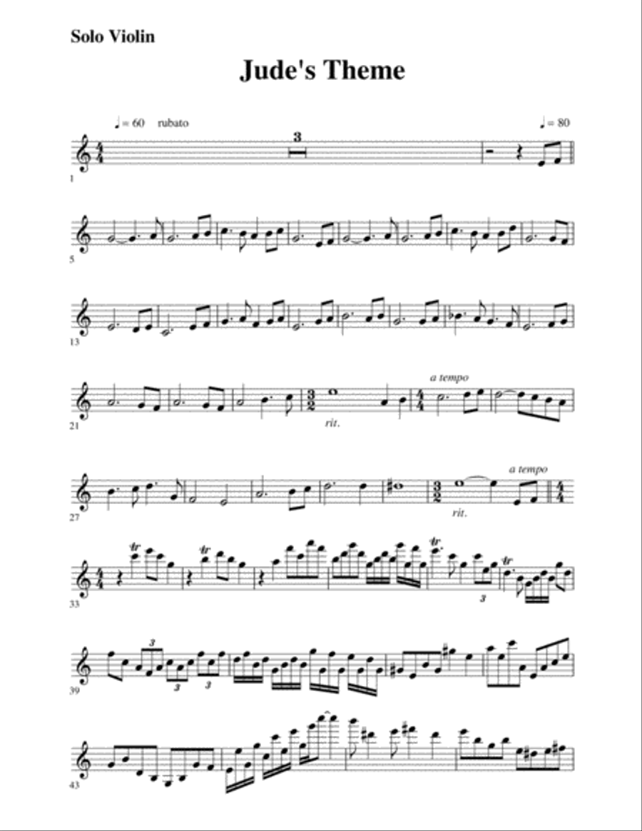 Jude's Theme (Violin score) Violin Solo scores gallery preview page 1