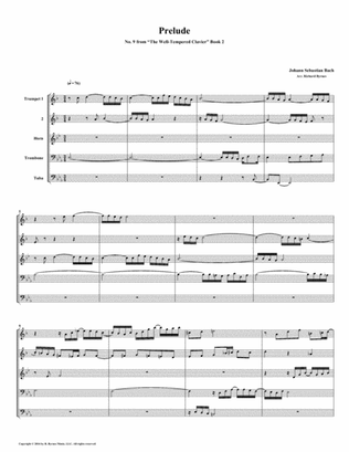Prelude 09 from Well-Tempered Clavier, Book 2 (Brass Quintet)