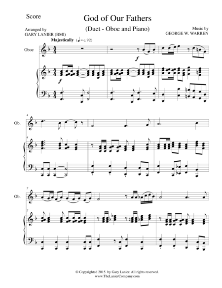 GOD OF OUR FATHERS (Duet – Oboe and Piano/Score and Parts) image number null