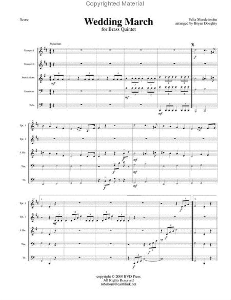 Wedding March Brass Quintet scores gallery preview page 2