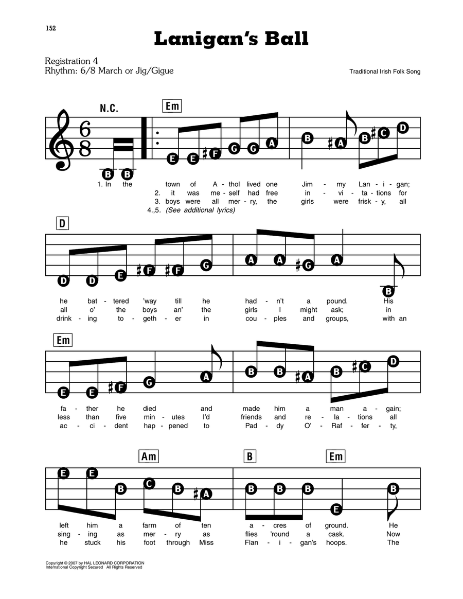 Lanigan's Ball Electronic Keyboard scores gallery preview page 1