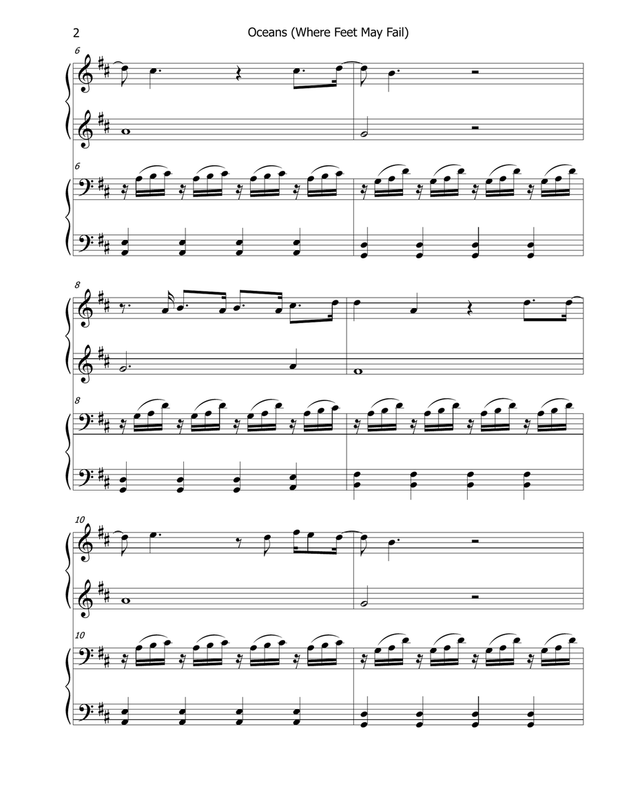 Oceans (Where Feet May Fail) Piano scores gallery preview page 2