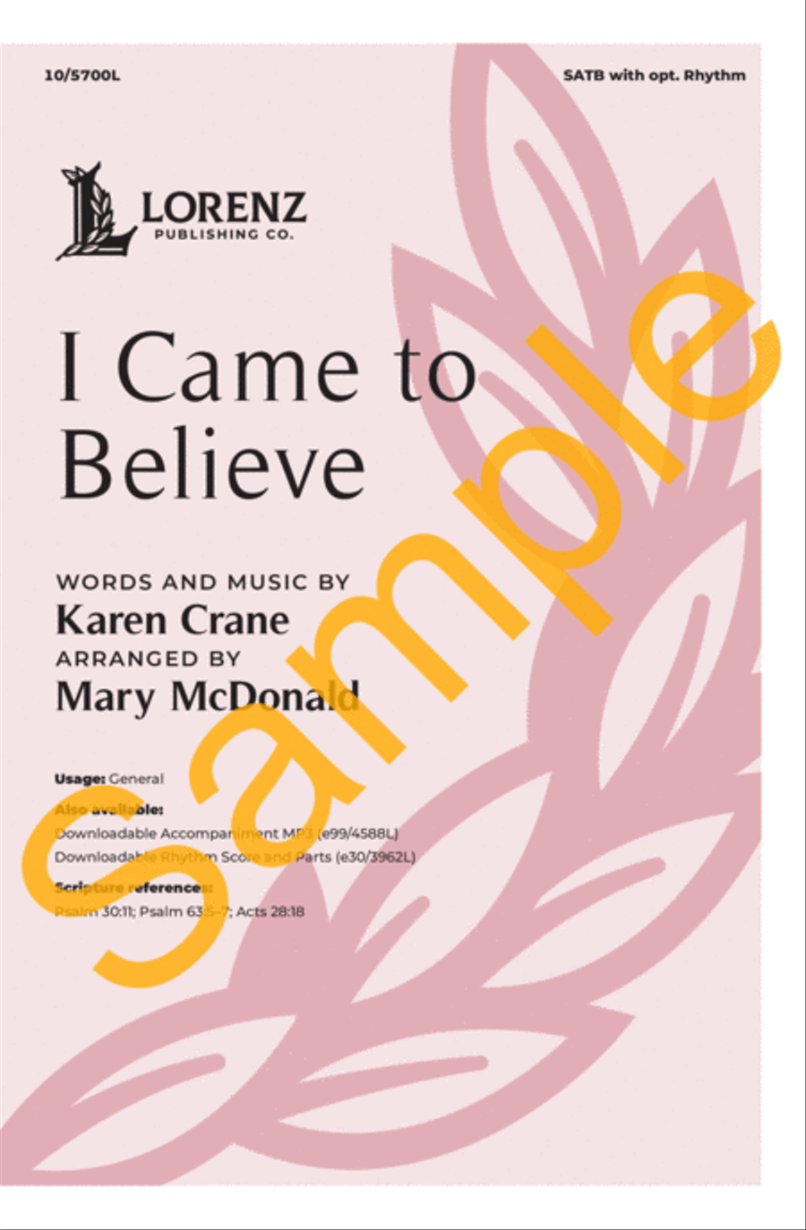 I Came to Believe 4-Part scores gallery preview page 2