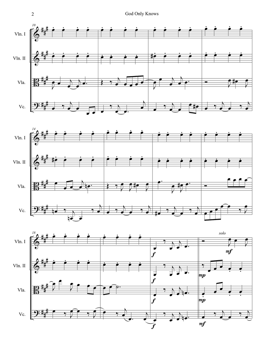 God Only Knows String Quartet scores gallery preview page 4