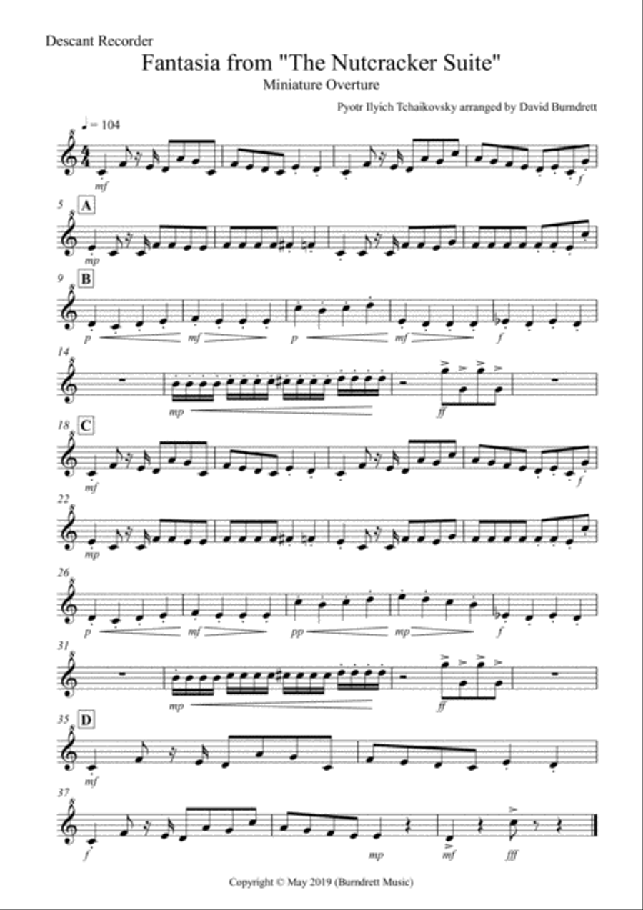 Miniature Overture (Fantasia from Nutcracker) for Recorder Quartet Recorder scores gallery preview page 4