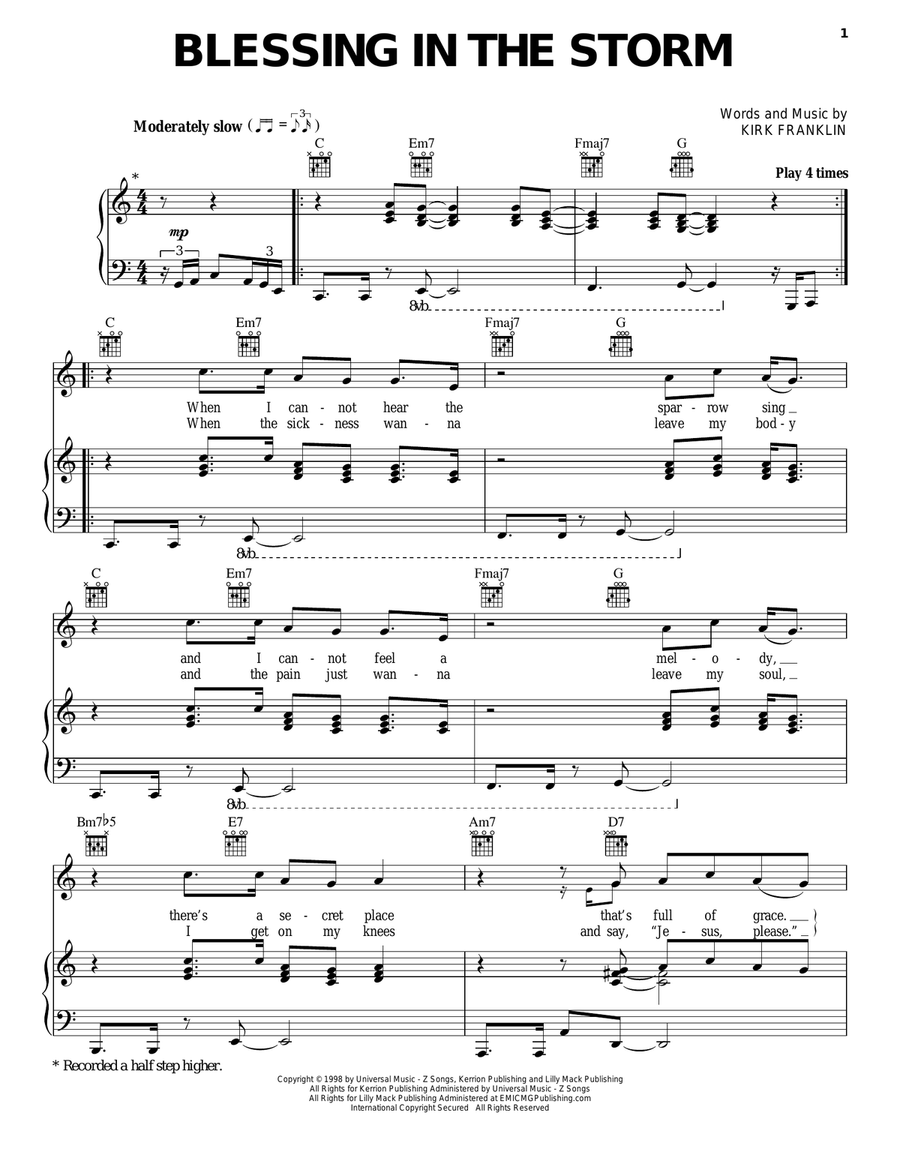 Blessing In The Storm Piano, Vocal, Guitar scores gallery preview page 1