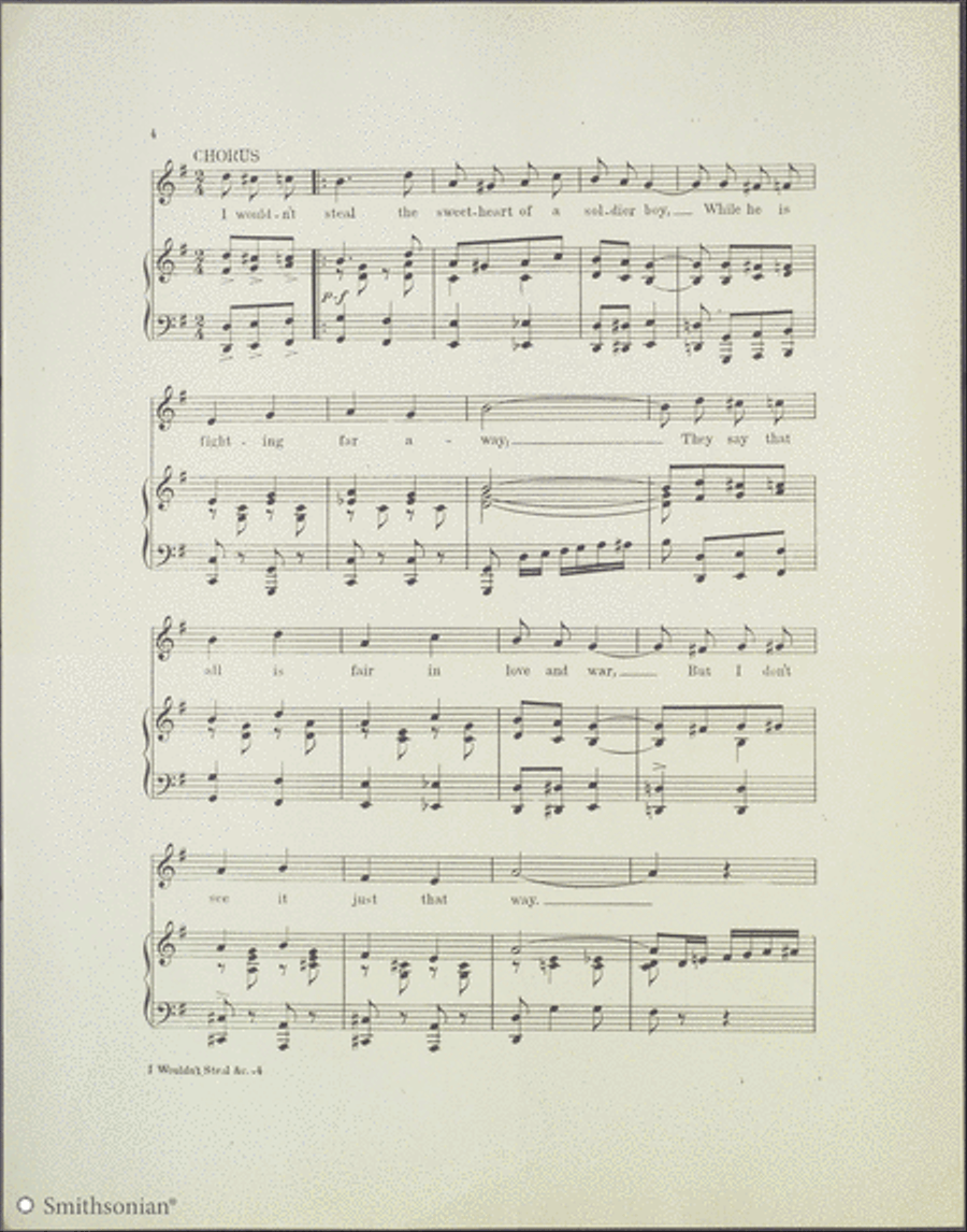 I Wouldn't Steal The Sweetheart of a Soldier Boy Piano, Vocal scores gallery preview page 4