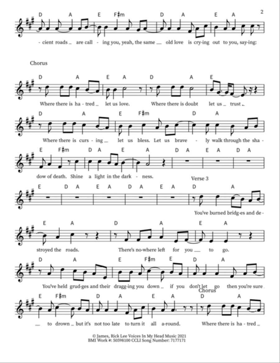 Shine A Light In The Darkness Piano, Vocal, Guitar scores gallery preview page 2