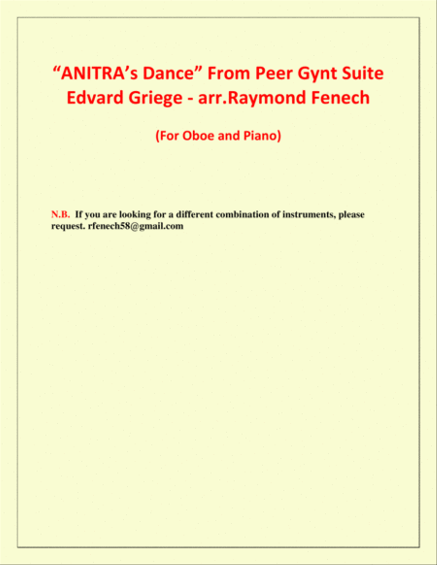 Anitra's Dance - From Peer Gynt (Oboe and Piano) Chamber Orchestra scores gallery preview page 3