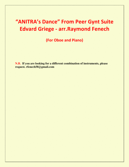 Anitra's Dance - From Peer Gynt (Oboe and Piano) image number null
