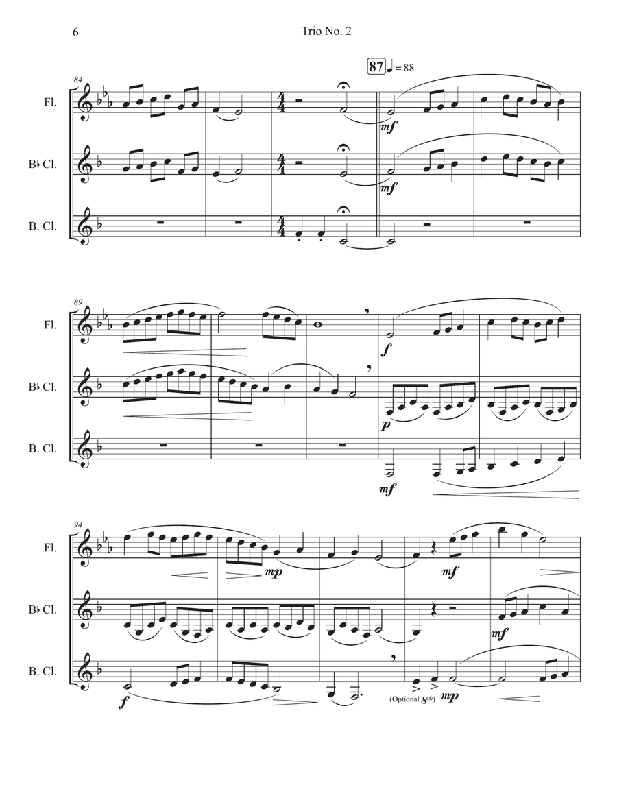Trio No. 2 for Flute, Clarinet, and Bass Clarinet Woodwind Trio scores gallery preview page 6