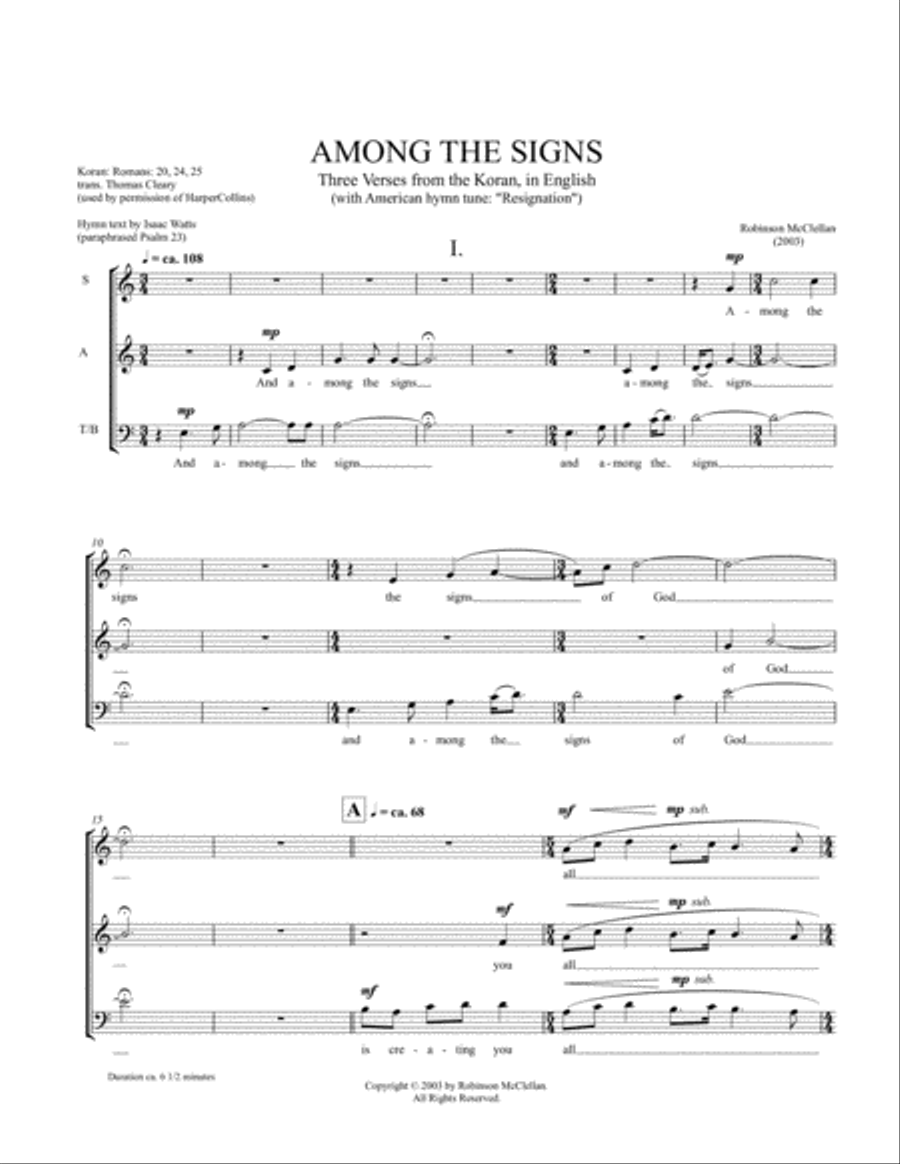 Among the Signs 3-Part scores gallery preview page 1