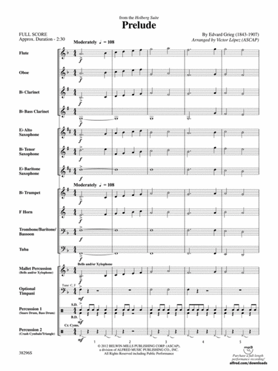 Prelude (from the Holberg Suite): Score