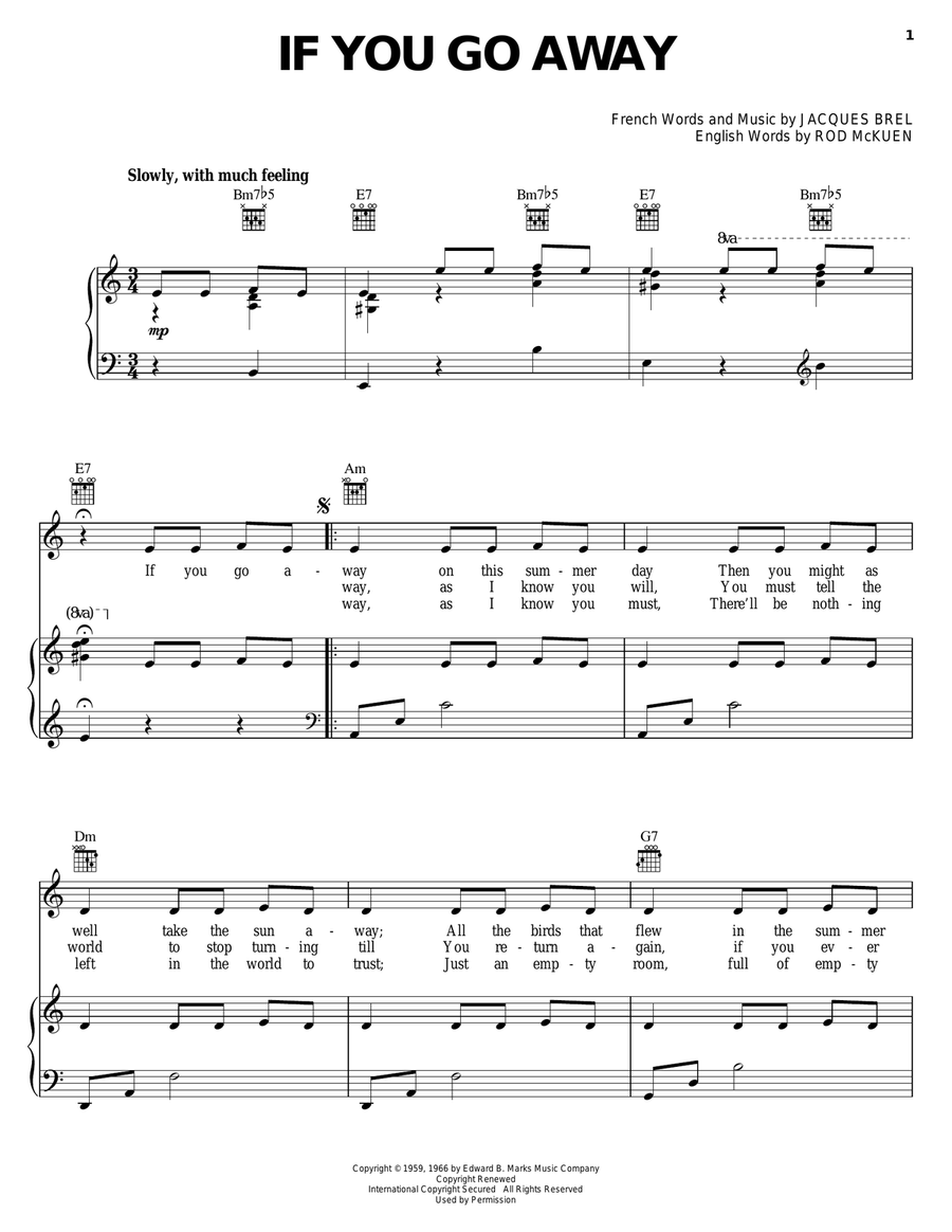 If You Go Away Guitar scores gallery preview page 1