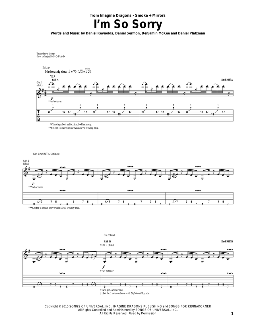 I'm So Sorry Acoustic Guitar scores gallery preview page 1