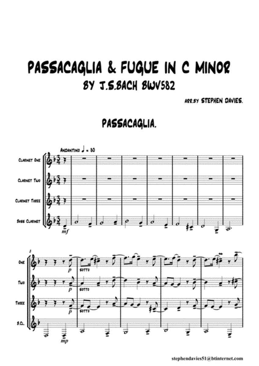Passacaglia & Fugue in C Minor BWV832 by J.S.Bach for Clarinet Quartet. image number null