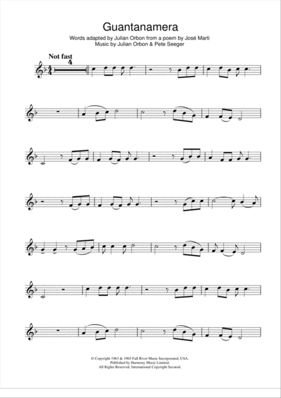 Guantanamera Guantanamera Clarinet Solo scores gallery preview page 1