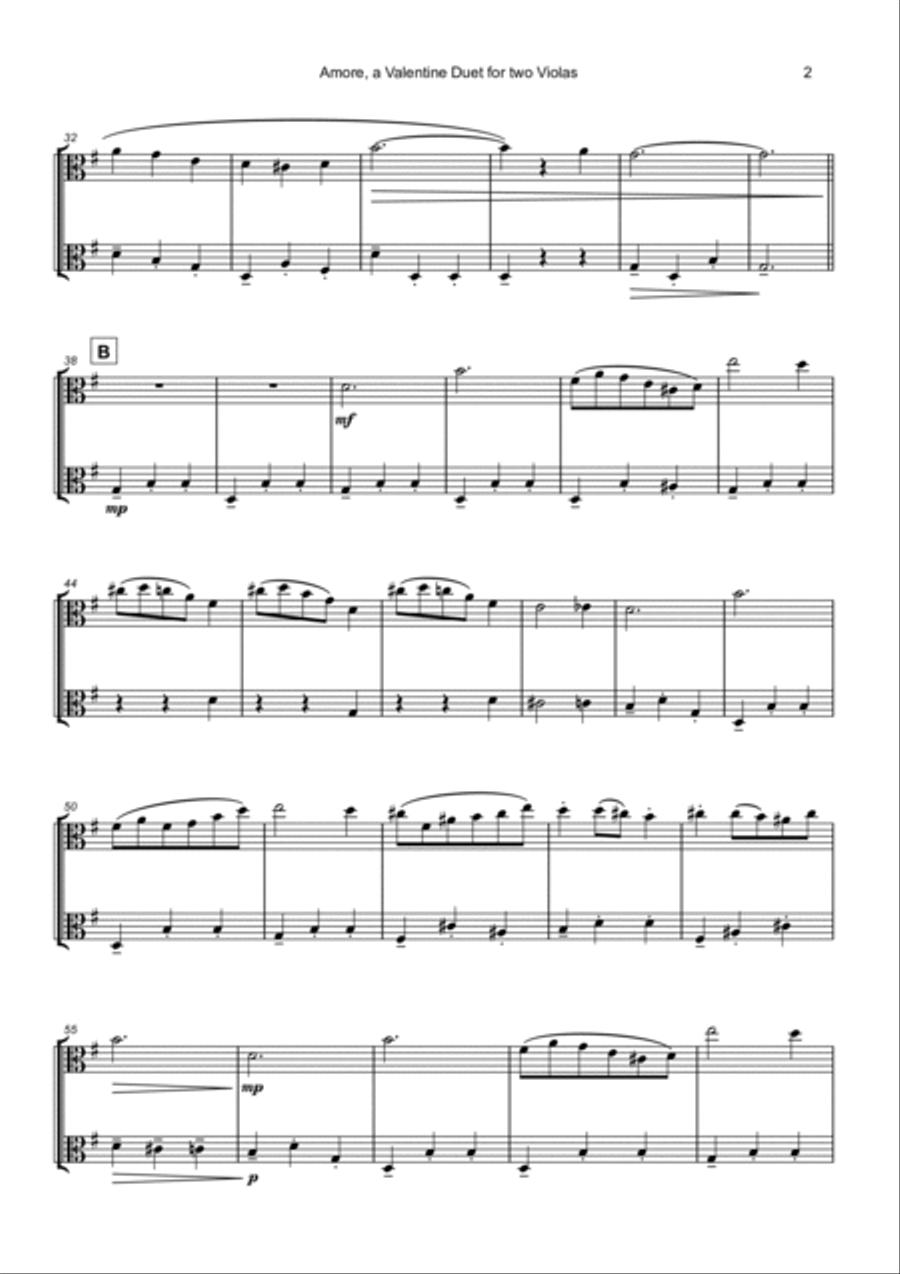 Amore, (Italian for Love), Viola Duet String Duet scores gallery preview page 3